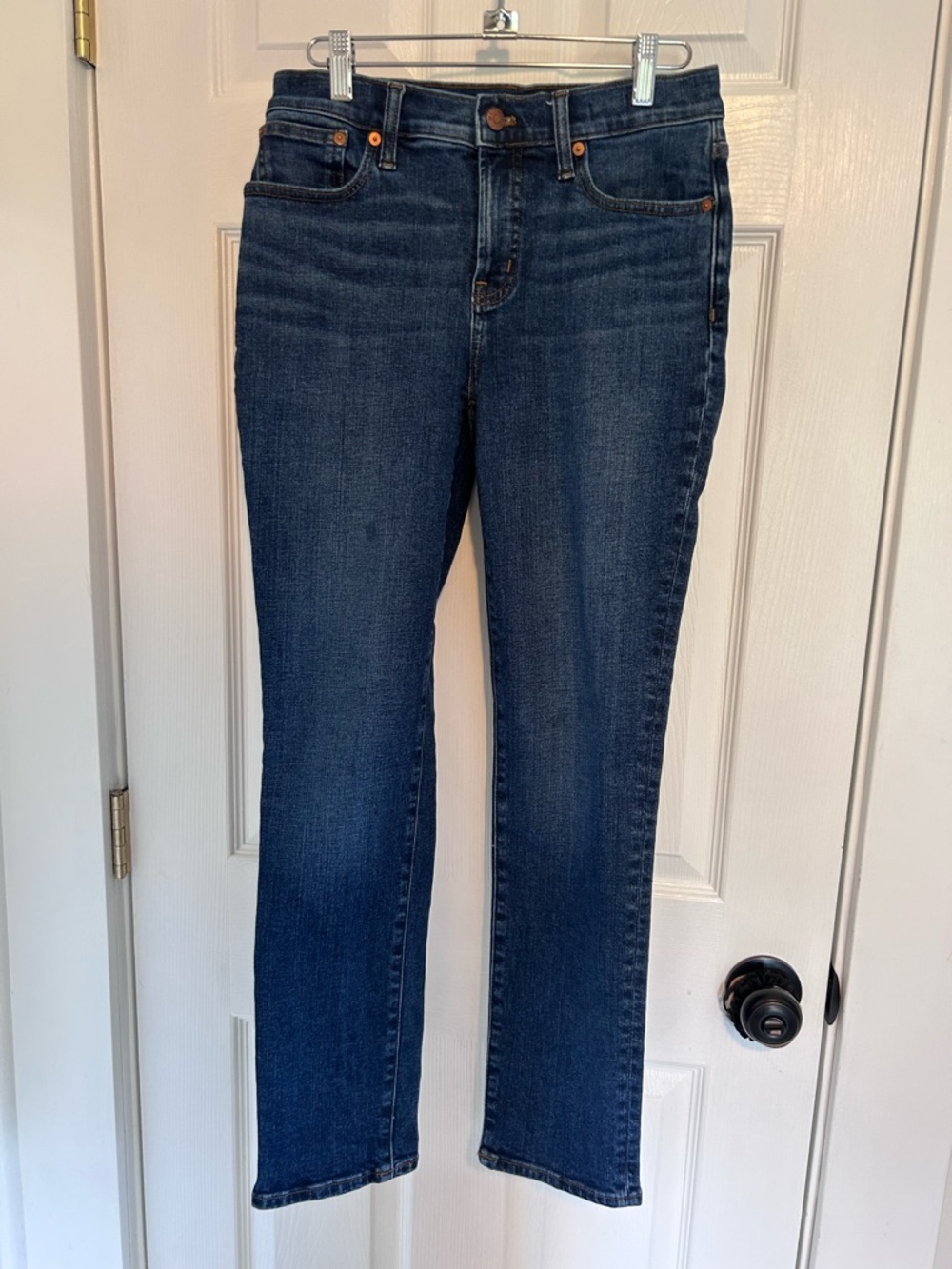 Madewell Mid-Rise Perfect Vintage Straight Leg Jeans in Dark Blue Wash